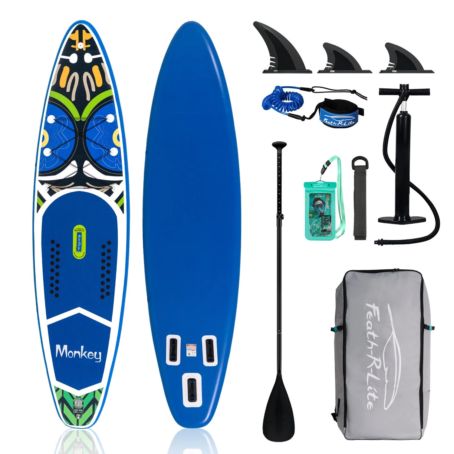 [EU Direct] Funwater 335cm 350cm Inflatable Stand Up Paddle Board with Air Pump Adjustable Paddle Travel Backpack Leash
