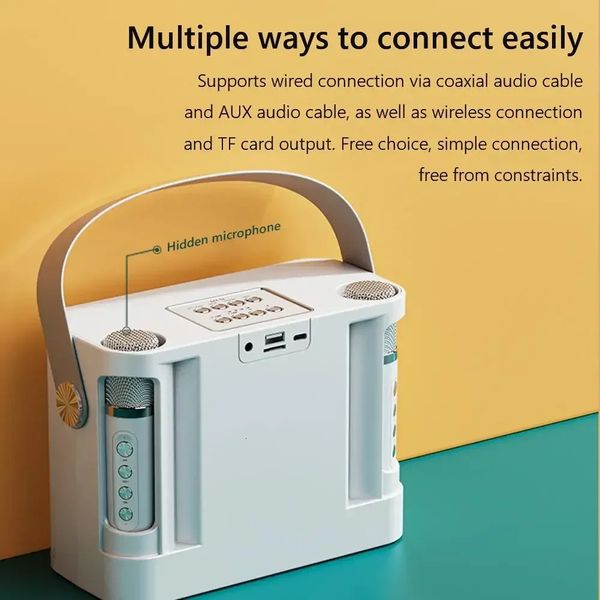 Karaoke hine Mini Portable Wireless Bluetooth Ser System With 2 Microphones AlOne Family Ktv Sers Set y240711