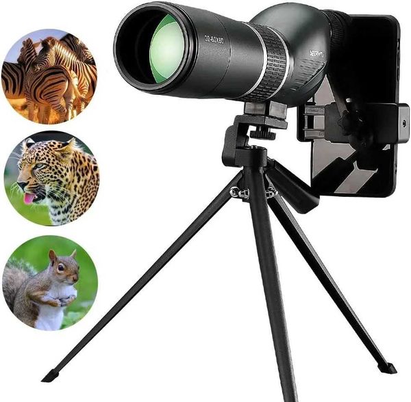 HD Monocular 20-60x60 Zoom Bak4 Prism Spotting Scope Waterproof Anti-Fog Telescope Camping Bird Watching Hunting With TripodXJ241028