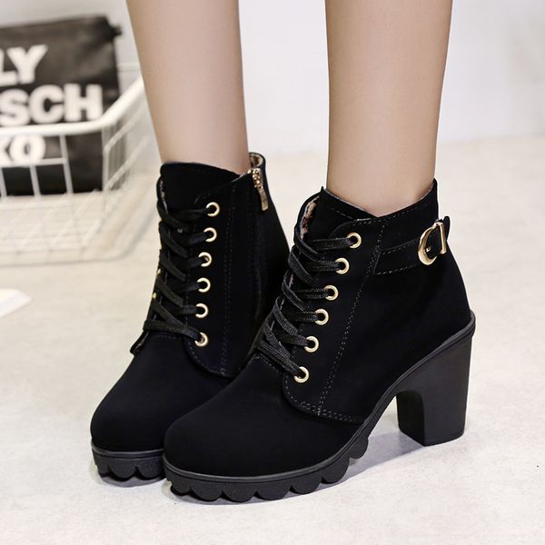 2020 Autumn Martin Boots Short Boots Women&#039;s Coarse Heels High Heels Size 41 Shoes