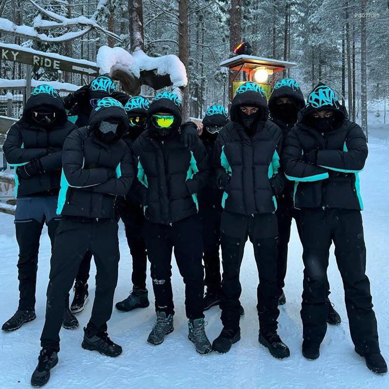 Men&#039;s Down 2025 Winter Outdoor Cold Clothing Trendy Cool Letter Design Printed And Women&#039;s Hip Hop Street Hooded Cotton Jacket