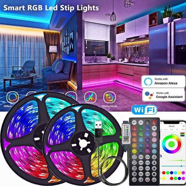 LED Strips LED Strip Light 5050 RGB Flexible Neon Lights Bluetooth APP Color Changing LED Lamp Tape For Gaming Room Decoration TV Backlight