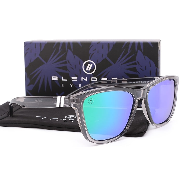 blender Blue Mirror Sunglasses Men Polarized UV Lense Eyewear Vintage Fashion Square Mens Sun Glasses 0717