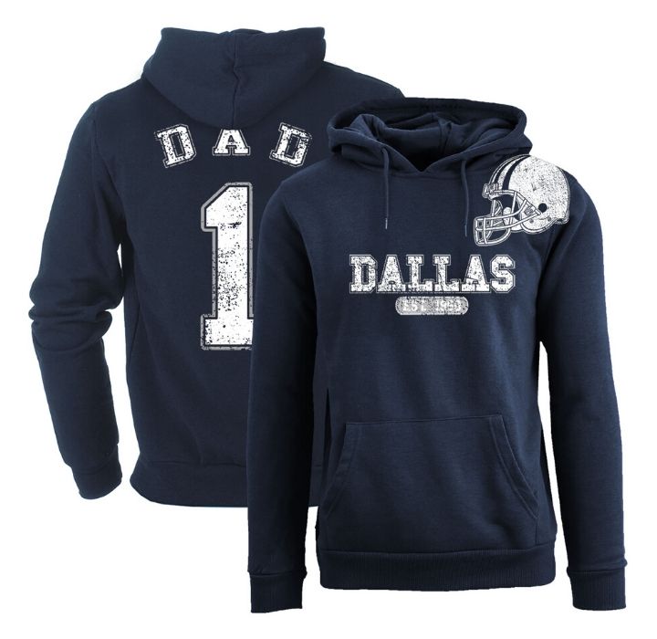 Men's #1 Dad Football Helmet Pull Over Hoodie - Dallas - Navy - M