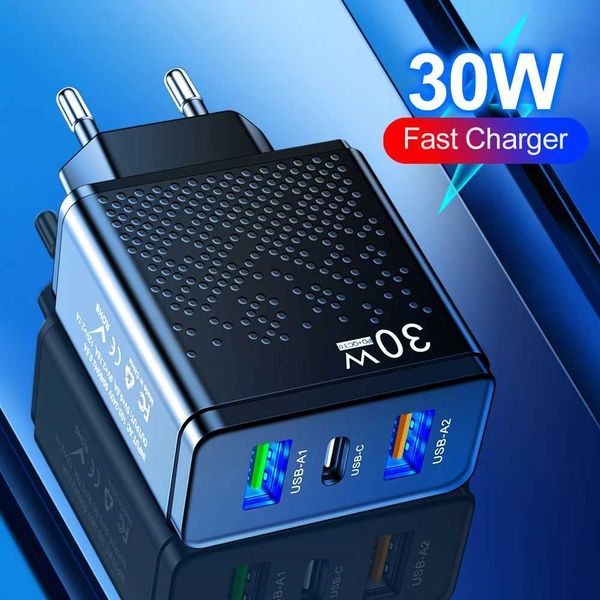3 Ports 30W USB C Charger PD 30W USB Type C Charger Mobile Phone Chargers Adapter For iPhone Xiai Power plyT250108