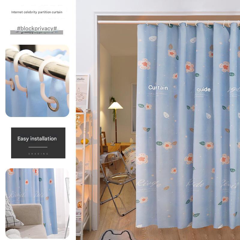 YL-37048 digital printed fabric shower curtain waterproof thick bathroom hook partition curtain