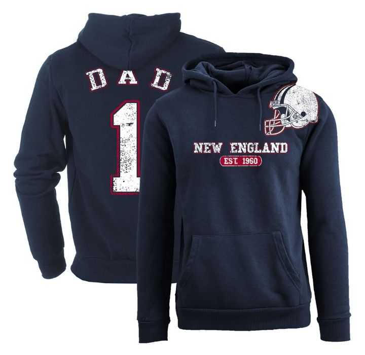 Men's #1 Dad Football Helmet Pull Over Hoodie - New England - Navy - S