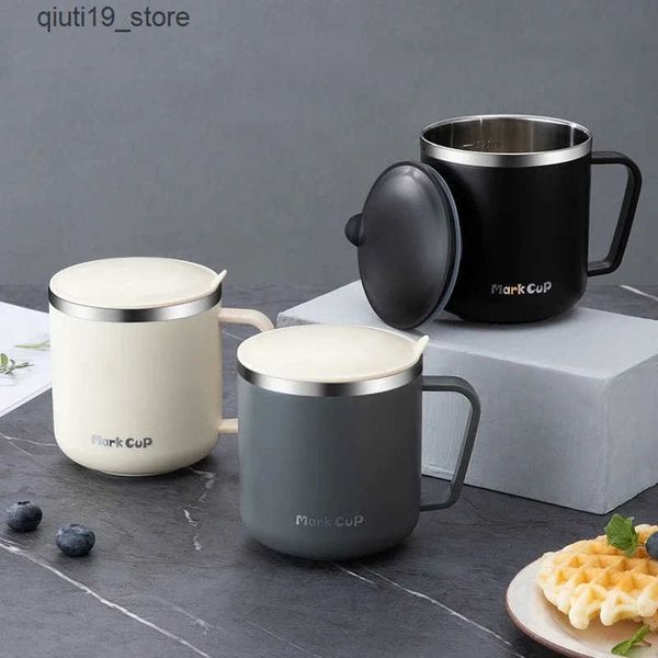 Mugs 304 Stainless Steel Water Cup Milk Juice Tea Coffee Mug Double Layer Insulation Tropical Handle Cup Office Home Drink Mouth Cup J241204