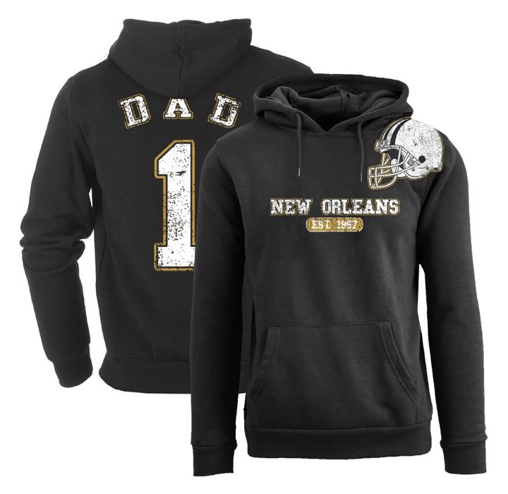 Men's #1 Dad Football Helmet Pull Over Hoodie - New Orleans - Black - XL