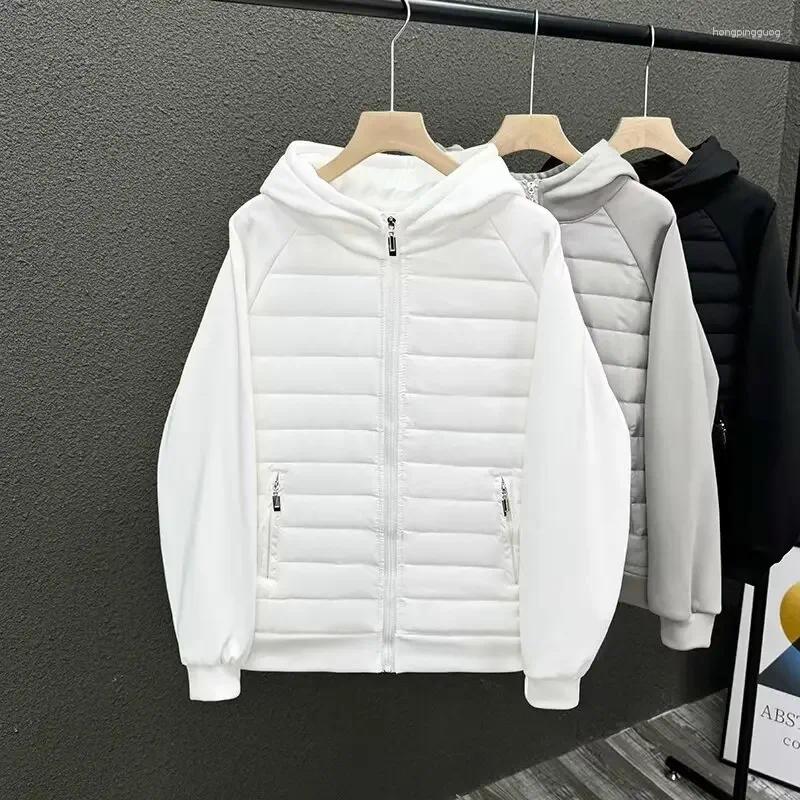 Men&#039;s Down Winter Cotton-Padded Casual Hooded Sweatshirt Jacket Lightweight Full Covered Edge Couple&#039;s Loose Style Parkas