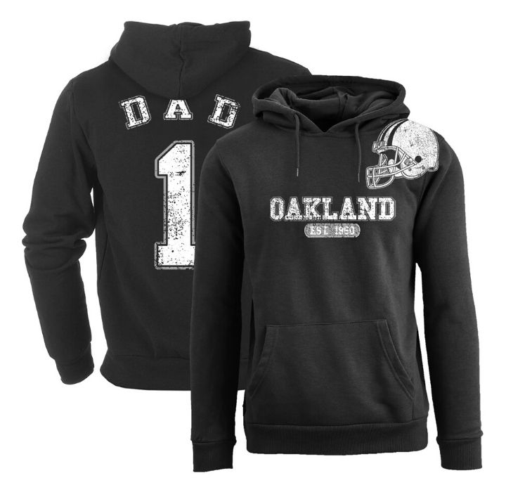 Men's #1 Dad Football Helmet Pull Over Hoodie - Oakland - Black - M