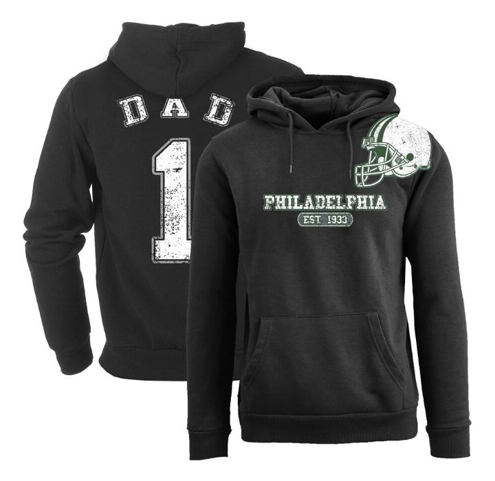 Men's #1 Dad Football Helmet Pull Over Hoodie - Philadelphia - Black - XL