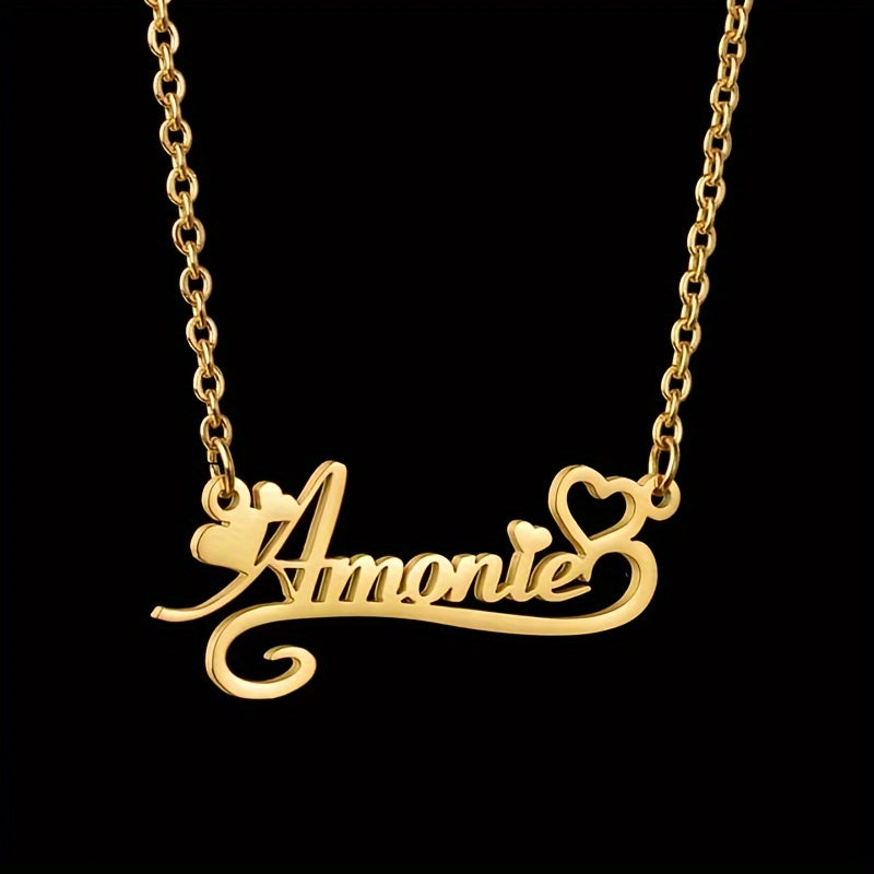 TEMU Personalized Name Necklace, 18k Golden Plated Stainless Steel, Elegant & Pendant, Women' Jewelry, Ideal Gift For Her, Valentine's Day Present,
