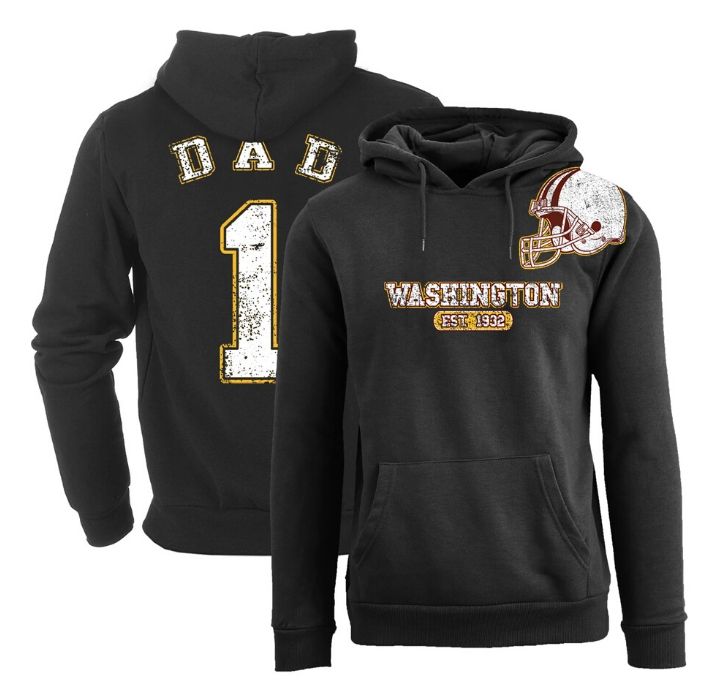 Men's #1 Dad Football Helmet Pull Over Hoodie - Washington - Black - S