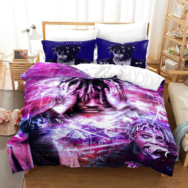 New Juice Wrld Bedding Single Double Full Size Star Juice Wrld Bedding Aldut Childrens Bedroom Duvetcover Set 3D 018 X241029