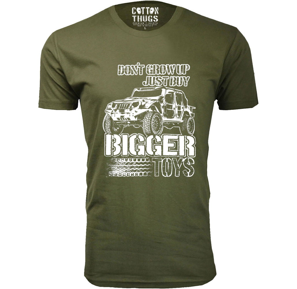 Men's Jeep T-Shirts - Men's Awesome Jeep Joke T-Shirts - Bigger Toys - Military Green - 2XL