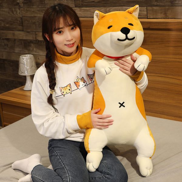 Plush Dolls 60 120cm Cute Shiba Inu Dog Cat Toys Stuffed Long Animals Sleep Boyfriend Pillow Doll Office Cushion Kids Girls Gift 230323
