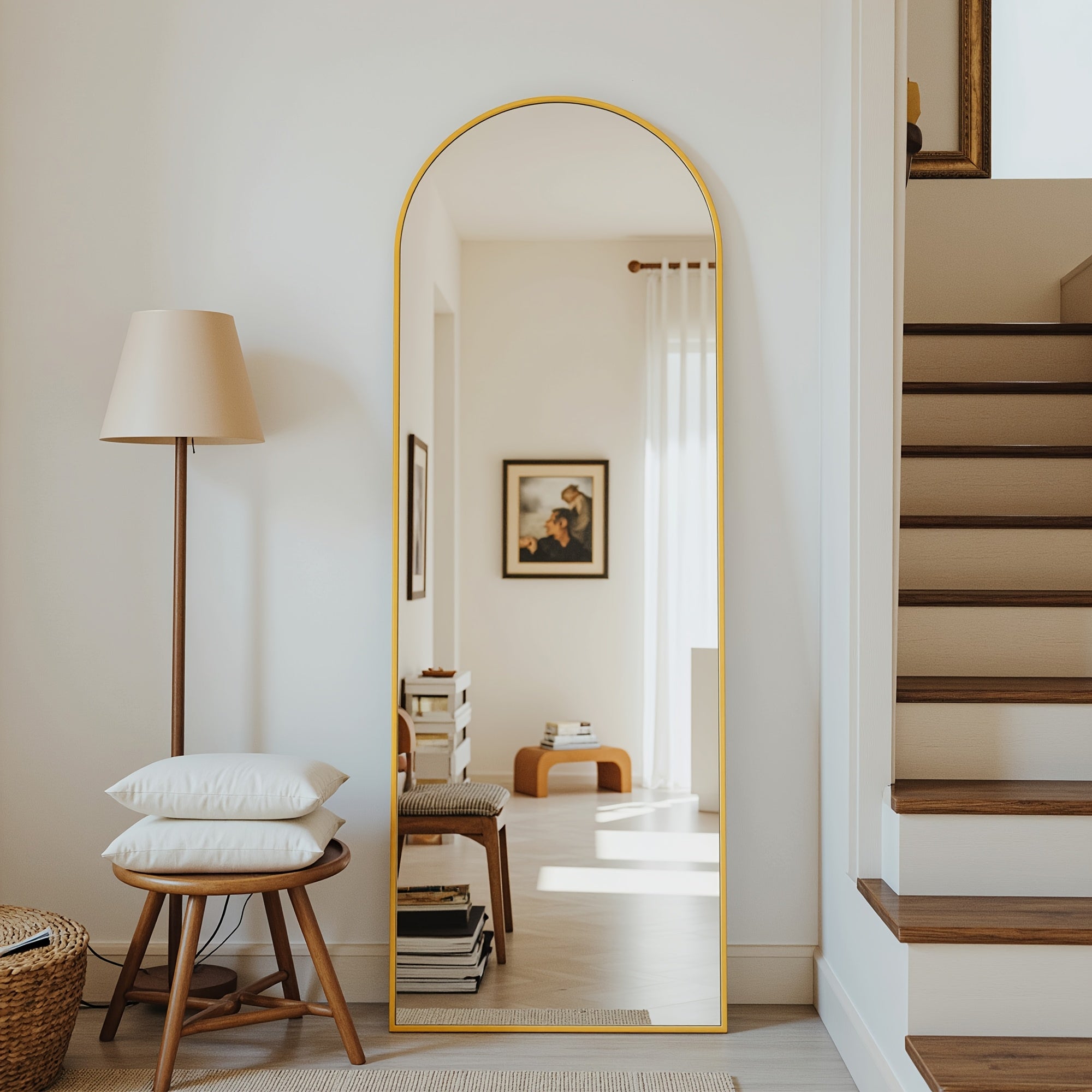 TEMU Arched Full-length 71" X 28" Mirror Wall Decor, Freestanding Floor Standing Rustproof Full Body Mirror With Modern Design For Bedroom, Living