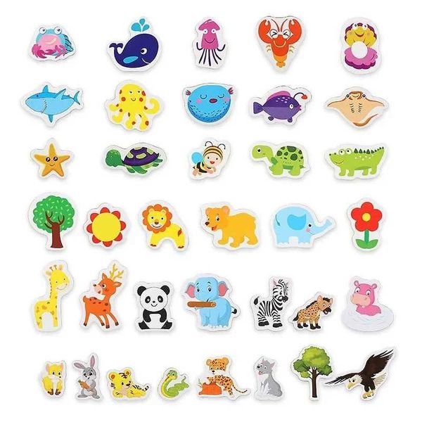 12pcs Animal Fridge Magnet Fish and Crab Wooden Fridge Magnet 3D Cartoon Sticker Toy for Kids Diy Office Whiteboard Gadget Y240816