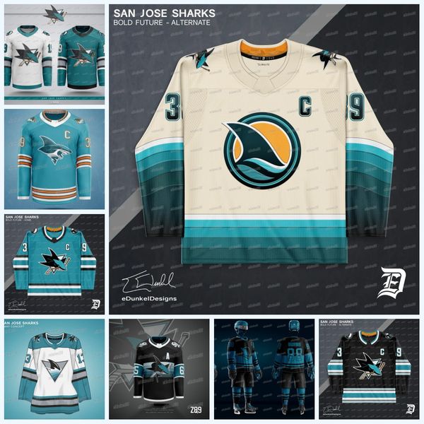 Sharks Concept Hockey Jersey - Logan Couture Mikael Granlund William Eklund Grundstrom Ferraro Marc-Edouard Vlasic Blackwood