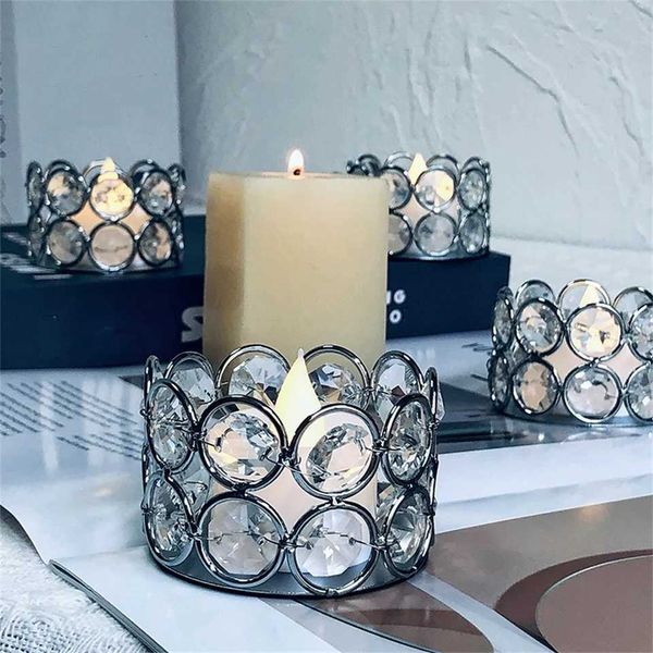 Crystal Tealight Candle Lantern Holders Candlesticks For Wedding Party Dinner Table Centerpieces Home Decors Y240823