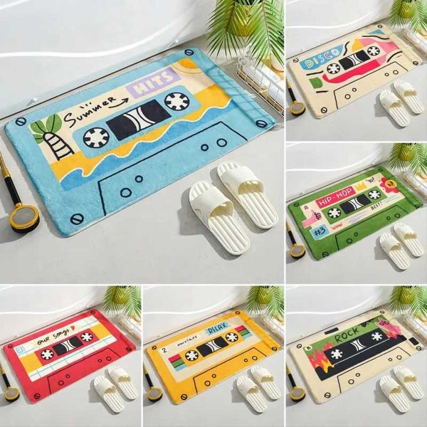Music Tape Bath Mat Super Absorbent Non Slip Kitchen Rugs Retro Cassette Drying Footpad Home Decor Laundry Room CarpetsXJ240807