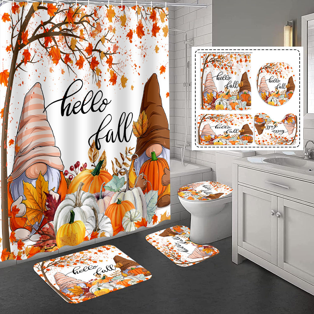 YL-37338 3D HD digital printing polyester waterproof and mildew-proof shower curtain set