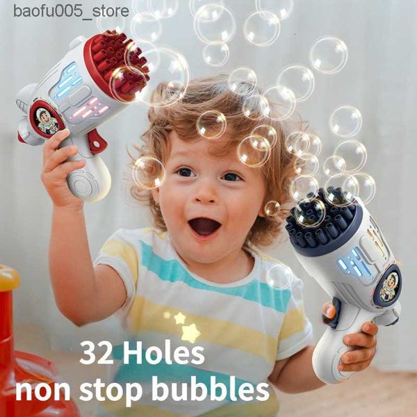 Novelty Games 32 Holes Children Bubble Machine Toys LED Light Astronaut She Electric Automatic So Bubbles Gun for Kids Outdoor Gifts 230706