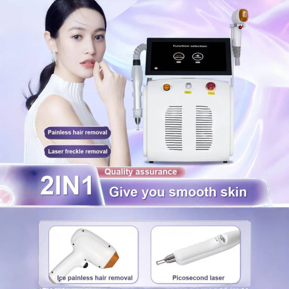 Newest 2-in-1 Diode Laser Hair Removal Device Ice Titanium Painless Permanent Full Body Hair Removal Alexandrite Laser 3500W