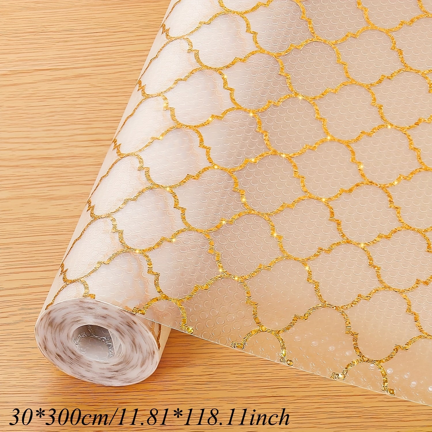TEMU 1 Roll Eva Drawer Liners - Non-slip Waterproof Plastic Film, Beige & White Honeycomb Pattern For Kitchen Cabinets, Refrigerator Liners, Dresser,
