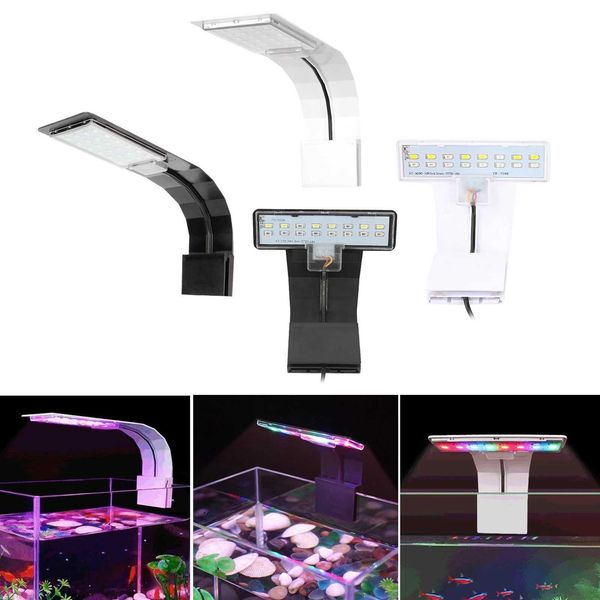 LED Aquarium Light Full Spectrums Fishing Tank Lamp Clip on EU Plug White Black A B Z250205-1