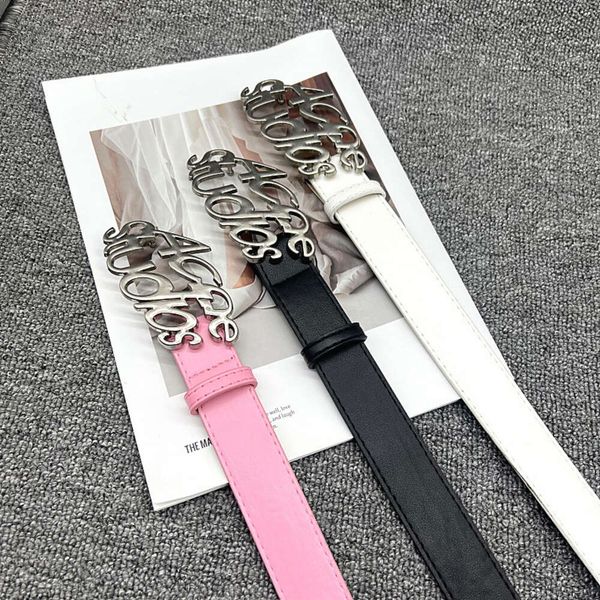 New British geometric metal buckle PU belt design with a sense of niche mens and womens decorative skirts pants casual belts