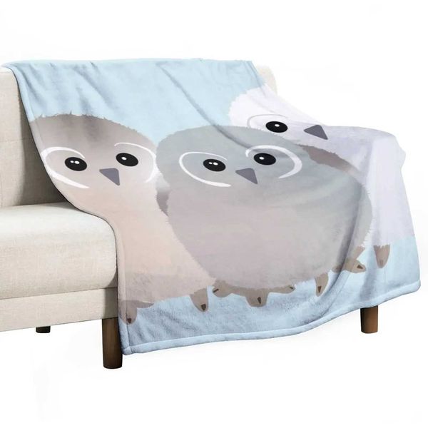 Cute 3 Baby owls Throw Blanket Personalized Gift Flannel Fabric BlanketsM240807