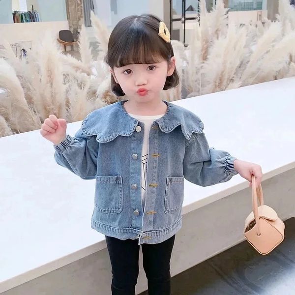 1-10 Years Baby Girls Denim Jacket Fashion Kids Jean Coat For Girls Sweet Lace Princess Outerwear Childrens Clothing 250121