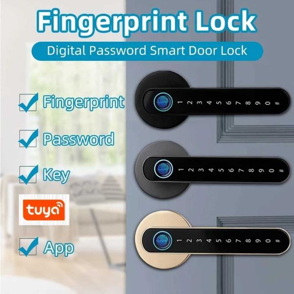 Smart Lock ELinkSmart Tuya application fingerprint password unlock electronic smart door lock keyless entry door lock with keyboard handle C
