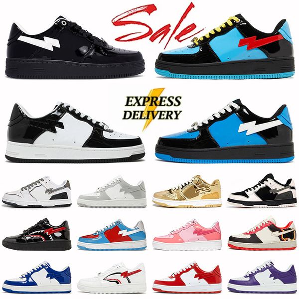 Wholesale Womens Mens SK8 Stas Camouflage Designer Casual Shoes Platform Leather Skateboarding Patent Trainers Luxury Calfskin Jogging Red B