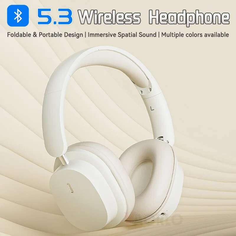 Bluetooth 5.3 Fashion Wireless Headphones HIFI Stereo Portable Over-ear Business Headset Low Latency Gaming Earphones With Mic