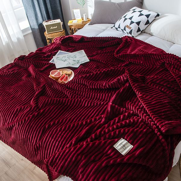 FMOVE designer Blanket for Beds Solid Yellow Color Soft Warm 300GSM Plaid Square Flannel On the Bed Thickness Throw BlanketS