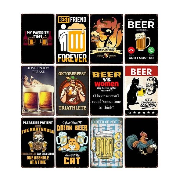Vintage Beer Brewing Drinks Metal Tin Signs Metal Plates Club Accessories Shabby Chic Decor Plate Bar Cafe Wall Plaque Art Poster 30X20cm W0