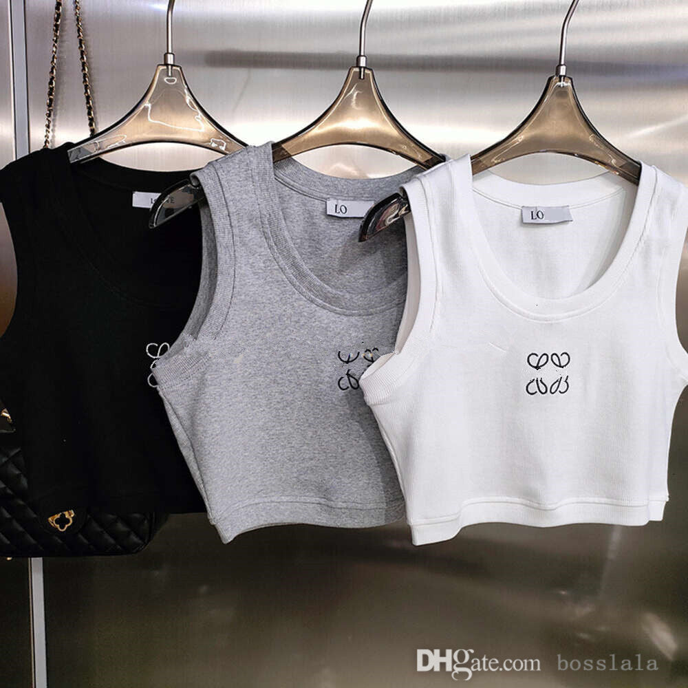 Designer T shirt Clothes Women Embroidery Tank Tops Women Summer Short Slim Navel Exposed Outfit Elastic Sports Knitted Tanks