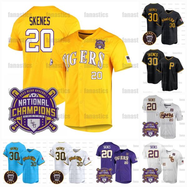 Paul LSU Tigers Baseball custom Jersey Skenes Embroidered design short sleeved loose breathable V-neck baseball jersey