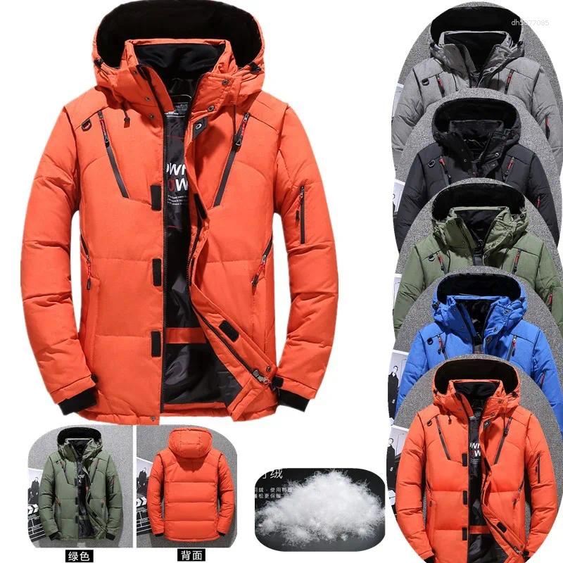 Men&#039;s Down Men Jacket -20 Degree Winter Parkas Male White Duck Hooded Outdoor Thick Warm Padded Snow Coat Oversized M-4XL