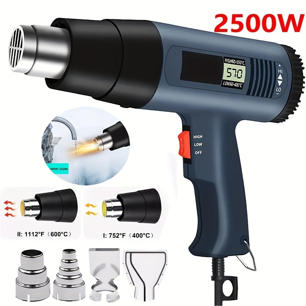 TEMU 2500w Heat Gun Hot Air Gun Dual Temperature Settings 352°f-1202° Heating Hot Air Gun Electric Hand Tool For Bending, , Plastic Drying, Thawing,