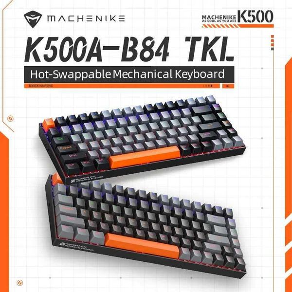 Keyboards Machenike K500A-B84 Mechanical Keyboard 75% TKL Hot-Swappable Wired Gaming Keyboard 6-Color Backlit 84 Keys For PC Gamers Laptop z