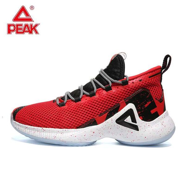 Peak Men Basketball Sneakers P-Motive Breathable Breathable Sports esportes esportivos para atletas não deslizantes ao ar livre EW02071A
