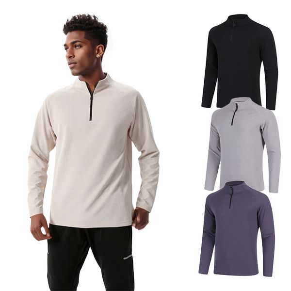 Long sleeved Polo Sweater Mens Jogging Jacket Half Zipper Stand up Yoga Shirts Moisture-wicking Hiking Tops Plus Loose fitting Fitness Suit