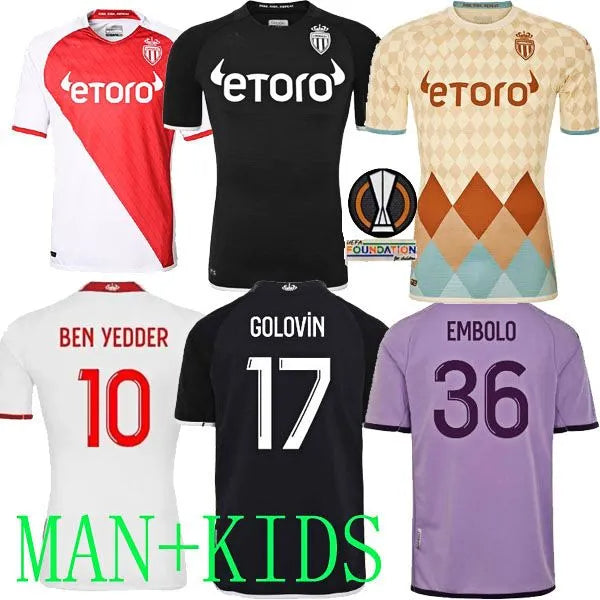 22 23 Monaco home limited edition Soccer jerseys SPECIAL Accepted WEAR Ben Yedder Boadu Jean Lucas #11 black football shirts MINAMINO EMBOLO THIRD j