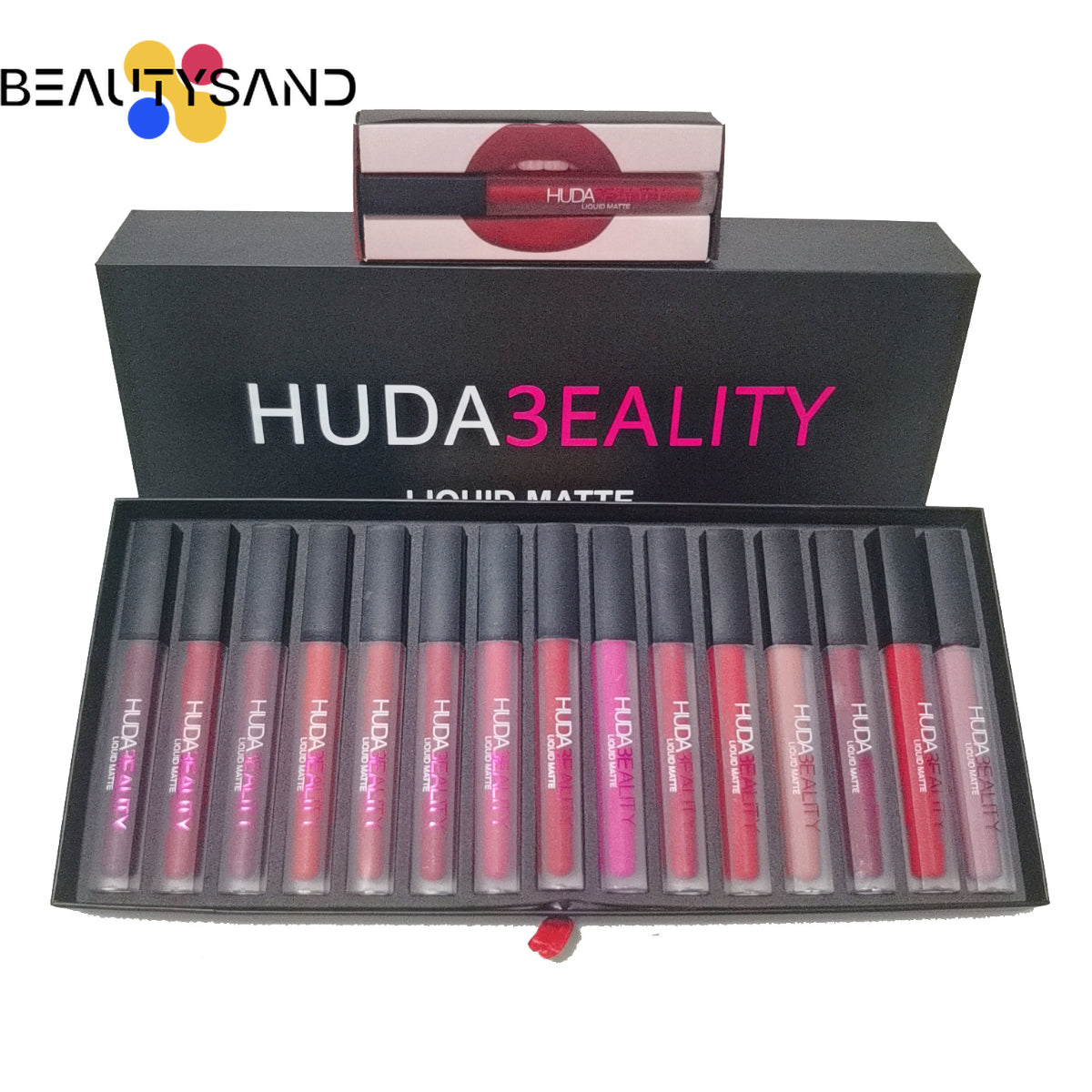 HUDABEAUTY 16 Lip Gloss, Lip Glaze, Lipstick Gift Box Combination Set, Non-fading, Non-stick, Long-lasting, Waterproof, Matte Lip Gloss Tubes Beauty