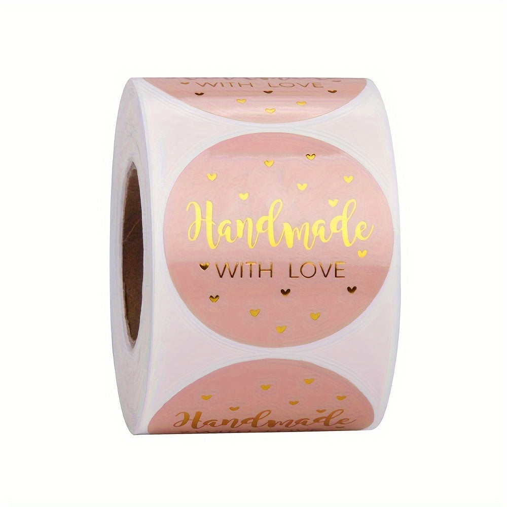 TEMU 500pcs Decals, 25mm Round Self-adhesive Paper Seals, Glossy Finish, Single Use, With For Baking, Wedding, And Party Decorations