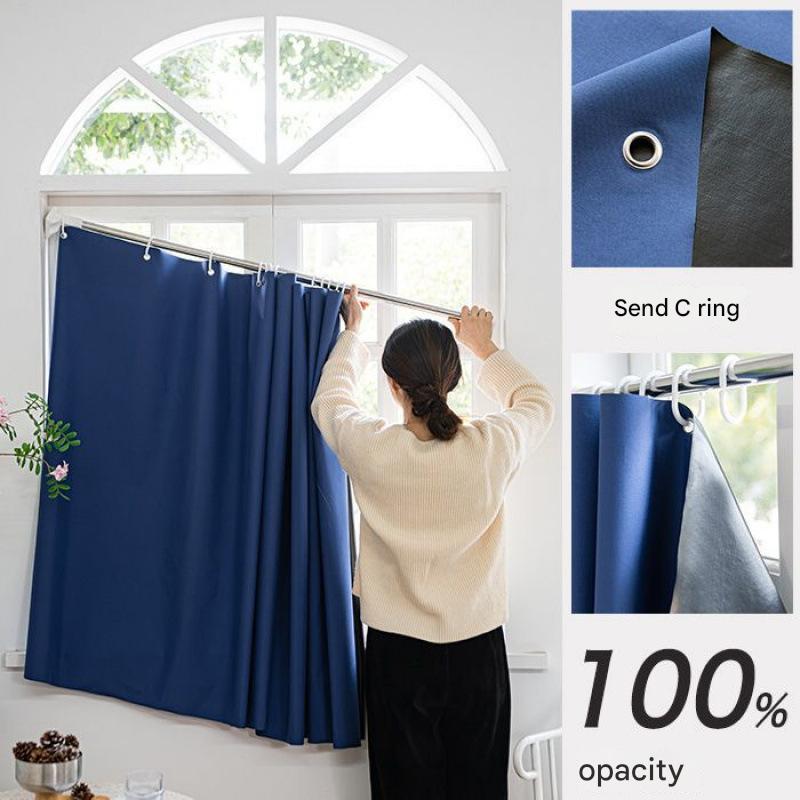 B317 punch-free full blackout small curtain sunshade cloth new bedroom shade curtain rental room heat insulation and sound insulation